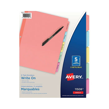 Lot De 8 Intercalaires AVERY Style Edge - Plastique à Onglets Ovales, Motifs Floraux, 5,4 X 115,9 X 34,4 Cm - 4
