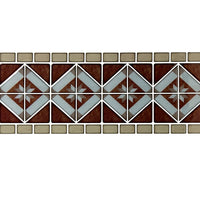 CTG Brands – Carreaux muraux autocollants à bordure motif diamant, 9,8 po x 12,4 po, beige/brun, paq./6-Ensemble: livré dans une boîte de 12 feuillets de carreaux muraux de bordure de qualité supérieure, adaptés aux surfaces lisses et propres