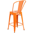 Flash Furniture – Tabouret de comptoir en métal, intérieur/extérieur, hauteur de 24 po, orange (CH3132024GBOR)-Dos courbé avec latte verticale