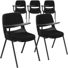 Flash Furniture - Chaise coquille ergonomique rembourrée noire avec accoudoir-tablette rabattable pour droitiers-Bureau de taille compacte