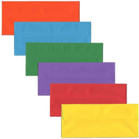 JAM Paper - Enveloppes commerciales no 10, 4 1/8 x 9,5 po, couleurs vives variées, 150/paquet (1586ASSRTD)-Assortiment d’enveloppes commerciales no 10 : Rouge, bleu, vert, violet, orange et jaune