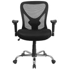 Chaise de travail pivotante HERCULES Big and Tall avec accoudoirs et dossier à filet ajustables, noir (GO2032)-Chaise de bureau Big & Tall contemporaine
