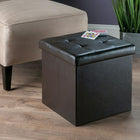Winsome - Pouf Ashford 15 po x 15 po avec espace de rangement, similicuir, espresso (92415)-Se nettoie à l'aide d'un chiffon humide