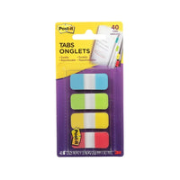 Post-it® - Onglets 676-ALYR-C, 0,5 x 1,5 po, couleurs primaires, 10 languettes/couleur, paq./4 couleurs-Organisez facilement les planificateurs et les calendriers en sections