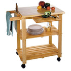 Winsome – Chariot de cuisine avec planche à découper, porte-couteaux et tablettes, naturel-Ce chariot utilitaire pratique offre un espace de travail et de rangement supplémentaire pour votre cuisine ou votre salle à manger