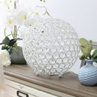 Lampe de table Elegant Designs à paillettes boule de cristal de 10 pouces, blanche-10  po x 10  po x 10   po