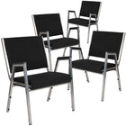 Flash Furniture – Fauteuil bariatrique antimicrobien HERCULES, noir avec cadre argenté, paq./4-Ensemble de 4 chaises d'attente de cabinet médical avec accoudoirs