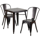 Flash Furniture – Ensemble avec table et 2 sièges empilables, intérieur/extérieur, métal noir/or patiné (CH31330230BQ)-Ensemble de table et chaises