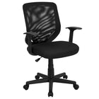 Flash Furniture - Chaise de bureau à dossier mi-dos maillé avec accoudoirs fixes, noir-Dossier mi-hauteur