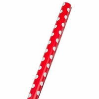 JAM Paper -  Papier cadeau – Papier cadeau à pois – 25 m² par rouleau – Rouge à pois blancs – 2/paquet-Couleur : rouge à pois blancs