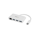 StarTech - Concentrateur USB 3.0/USB-C 3 ports plus Gigabit Ethernet, blanc (HB30C3A1GEA)-Améliorez la connectivité de votre portatif au moyen de USB-C en ajoutant trois ports USB-A (5 Gbps) et un port GbE RJ-45