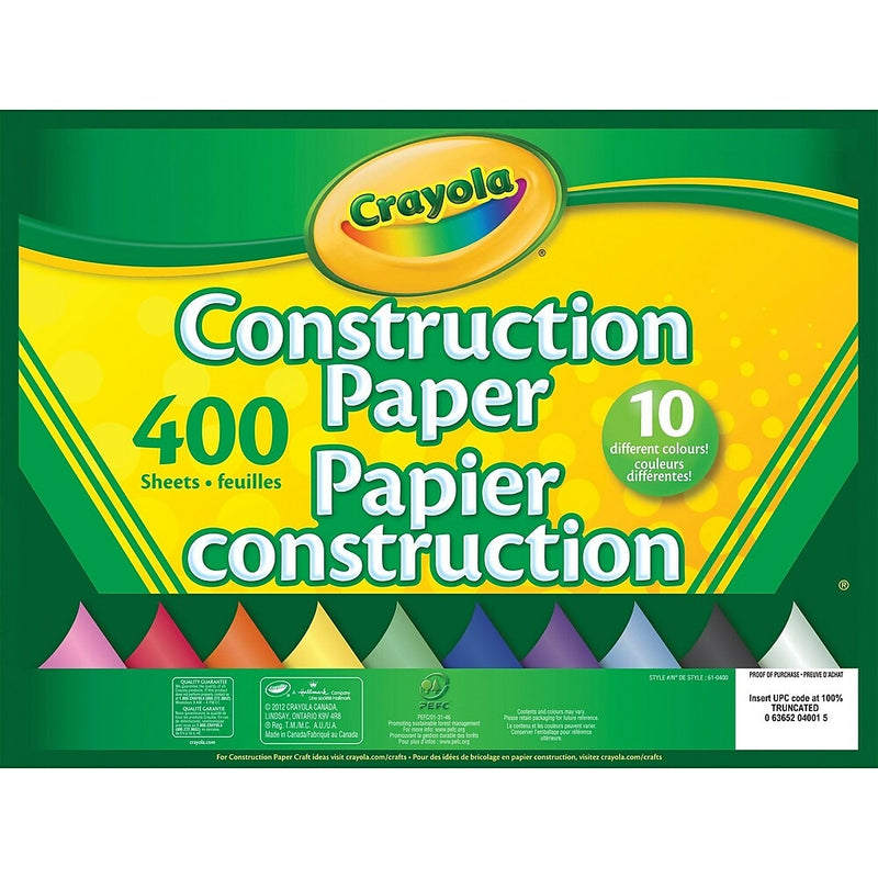 Crayola Lot De 96 Feuilles Papier De Construction - 23x30 Cm, Blanc, Pour Projets Artistiques Et Scolaires