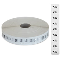 Eddie's Bandes d'autocollants Sizer - 2XL - impression noir et blanc sur clair - 3/4"x 4-1/2" - rouleaux de 1000-impression noir et blanc sur clair