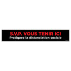 Eddie's - Veuillez vous tenir ici Autocollant de sol antidérapant à échelons, 2 "x 12", rouge / noir-Décalcomanie de distanciation sociale