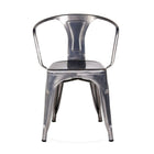 Nicer Furniture - fauteuil industriel empilable de style Tolix A - gris acier - paquet de 4-Modèle gris métallique