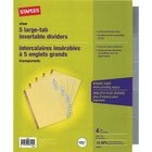 Staples® - Gros onglets insérables, incolores, 5 onglets, paq./4-Gros onglets pouvant contenir 2 lignes de texte  