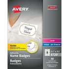 Avery Badges flexibles pour imprimantes à laser ou jet d'encre, Paquet de 40-Badges Flexible avec bordure dorée