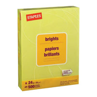 Staples – Papier à copies de couleur Brights, format lettre, 8 1/2 po x 11 po, jaune citron, rame/500-Pour les imprimantes laser et à jet d’encre