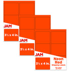 JAM Paper Étiquettes postales de couleur néon fluorescent, 3 1/3 x 4 po, rouge néon, 360/paquet-Taille : 4 x 3,33 po