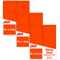 JAM Paper Étiquettes postales de couleur néon fluorescent, 3 1/3 x 4 po, rouge néon, 360/paquet-Taille : 4 x 3,33 po