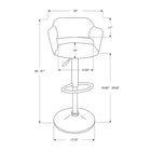 Monarch Specialties - 2358 Tabouret De Bar - Blanc/Metal Chrome Hydraulique-Style contemporain