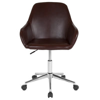 Flash Furniture – Fauteuil fonctionnel Cortana pour la maison et le bureau, dossier mi-hauteur, cuir brun (DS8012LBBRN)-Chaise de travail contemporaine