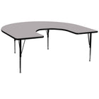 Flash Furniture – Table d’activités fer à cheval stratifié thermofusionné 60 x 66 po, pattes à hauteur réglable, gris-Stratifié, gris