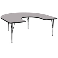 Flash Furniture – Table d’activités fer à cheval stratifié thermofusionné 60 x 66 po, pattes à hauteur réglable, gris-Stratifié, gris