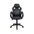TygerClaw - Fauteuil de luxe de style jeu, dossier élevé, noir-Rembourrage en cuir noir lisse, souple et durable de polyuréthane (PU) et en maille de chlorure de polyvinyle (PVC)