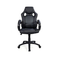 TygerClaw - Fauteuil de luxe de style jeu, dossier élevé, noir-Rembourrage en cuir noir lisse, souple et durable de polyuréthane (PU) et en maille de chlorure de polyvinyle (PVC)