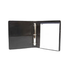 Ashlin® - Reliure Folio de luxe LEOPOLDO à 3 anneaux, 3 po, noir, (P7207D-08-01)-Noir minuit - cuir véritable Napoli Napa à 100 %. Cuir lisse et souple au fini mat.