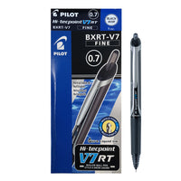 Pilot - Stylos à bille roulante Hi-Tecpoint Grip V7 à pointe rétractable – 0,7 mm – noirs – paquet de 12  -Stylo à bille roulante à pointe en aiguille  