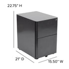 Flash Furniture Classeur à verrouillage Mobile à 3 tiroirs avec tiroir suspendu-Noir (HZCHPL01BK)-Conçu pour s'adapter sous la plupart des tables et des bureaux