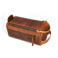 Tolredo Athens Leather Toiletry Bag Dopp Kit - Brown-100% cuir véritable de première qualité