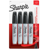 Sharpie - Marqueurs permanents - pointe biseautée - noir - paquet de 4-La pointe biseautée polyvalente permet deux largeurs de traits - large ou fin