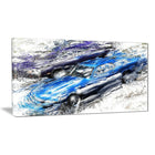 Designart – Imprimé sur toile, voitures « muscle car » bleue et violette (PT2658-32-16)-Impression