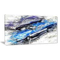 Designart – Imprimé sur toile, voitures « muscle car » bleue et violette (PT2658-32-16)-Impression