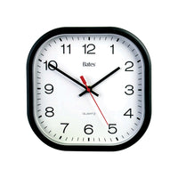 GBC - Horloge murale carrée au quartz avec cadre noire Bates ST-BK - cadre noir - 9 po-Horloge murale avec cadre carré noir et cadran blanc