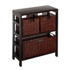 Winsome – Étagère Leo à 4 pièces avec 3 paniers; 1 étagère avec 1 grand et 2 petits paniers, fini espresso-2 grandes tablettes avec 1 grand panier et 2 petits paniers de rangement