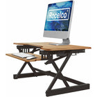 Rocelco - Support de bureau réglable pour clavier assis/debout 32" avec tapis anti-fatigue - Teck-S'élève à 18 pouces au-dessus de la surface sur laquelle il repose et s'abaisse à 5 pouces