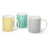 CTG Brands – Ensemble de tasses Can avec motif zig zag, 10 oz, vert, jaune, gris, paq./6-Ensemble: comprend 6 tasses au total, avec 3 couleurs différentes