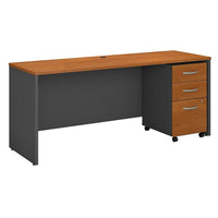 Bush – Coquille de bahut de 72 po de largeur Westfield et classeur sur roulettes, fini cerisier naturel et gris graphite-La surface en stratifié Diamond Coat résiste aux égratignures et aux taches et reste belle même après des années