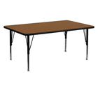 Flash Furniture – Table d’activités rectangle 24 x 60 po, stratifié haute pression 1,25 po, pattes préscolaires réglables, chêne-Chêne laminé