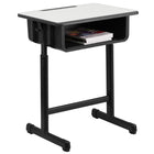 Flash Furniture Bureau d’étudiant avec plateau gris et cadre piédestal noir à hauteur réglable-Conçu avec beaucoup d'espace pour les jambes