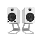 Kanto SE4 Supports de haut-parleur de bureau surélevés pour haut-parleurs moyens - Blanc-La surface de repos du haut-parleur mesure 3,9po L x 6,3po l (10 x 15,9 cm).