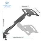 ShoppingAll - Support pour ordinateur portable entièrement réglable avec ressort à gaz, Noir-Conçu pour offrir une grande flexibilité dans l'optimisation de la position de votre ordinateur portable ou de votre écran. Peut s'incliner de +90° à -85°, pivoter de ±90° et tourner de 360°.