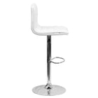 Flash Furniture – Tabouret de bar contemporain et ajustable en vinyle blanc et à pied chromé (CH920231WH)-Rembourrage en vinyle blanc