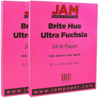 JAM Paper - Papier aux couleurs vives, 8 1/2 x 11 po, 32 lb, Brite Hue rose ultra fuchsia, 2 paquets de 100 (184931g)-Rose ultra fuchsia