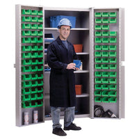 KLETON – Armoires à combinaison à portes creuses, 84 bacs, vert-Robuste et entièrement soudée de calibre 16, armoire à combinaison bac/tablette