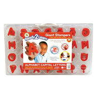 Centre Enterprises Ready2learn Tampon Géant, Lettres de l'Alphabet Majuscules-Apprenons l'alphabet ! Cet ensemble comprend 28 tampons géants avec des formes en mousse de lettres majuscules A-Z, Ñ et point d'interrogation.